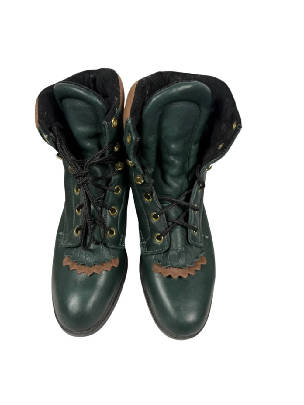 Laredo Performair Vintage Ankle Boots Green Leather Kiltie Western Women's 6.5M